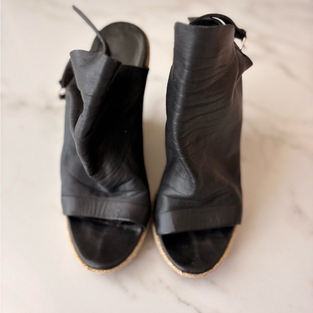Balenciaga Black Leather Open-Toe Mule Sandals